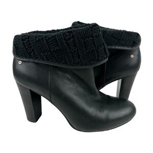 UGG Dandylion Tres Knit Cuff Heeled Ankle Boots Size 9